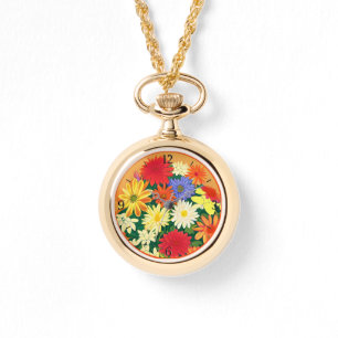 Circle of Flowers, Colored Daisies and Asters Watch