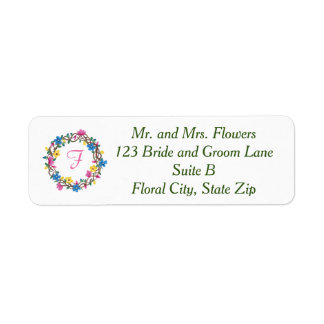 Circle of Flowers Monogram Address Labels