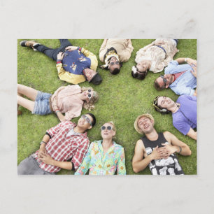 circle of friends, grass, happiness, smiling, postcard