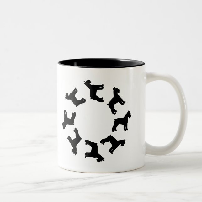 Circle of Giant Schnauzers (blk) Two-Tone Coffee Mug (Right)