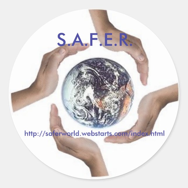 Circle_of_Hands, S.A.F.E.R., http://saferworld.... Classic Round Sticker (Front)