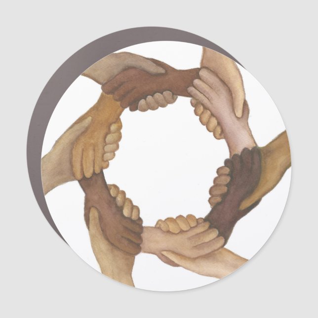 Circle of Hands Together Car Magnet (Front)