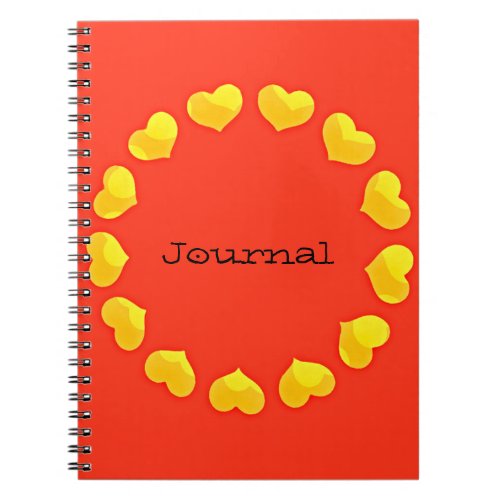 Circle of Hearts Orange Yellow Journal Notebook