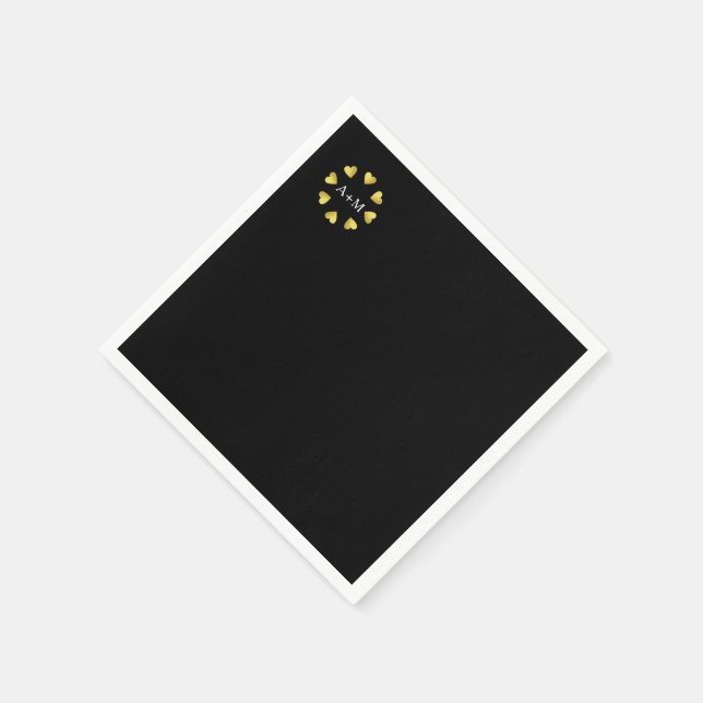 circle of hearts with Initials, love Wedding Napkins (Corner)