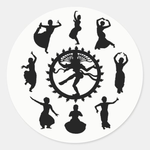 Circle of Indian Dance Classic Round Sticker