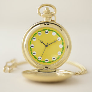 Circle of Leaves (Mayan Face)by Kenneth Yoncich Pocket Watch