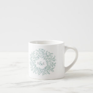 Circle of leaves wedding gift monograms espresso cup