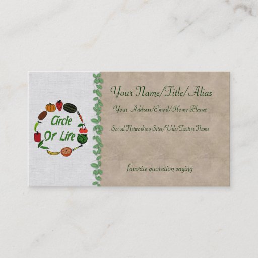 Customizable Circle Of Life Business Card