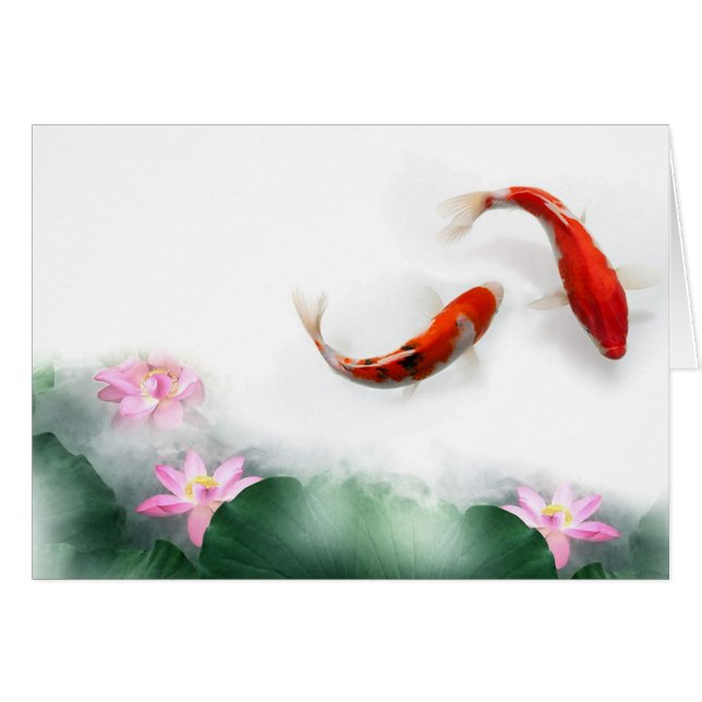Circle of Life Oriental Zen Feng Shui Koi & Lotus (Front Horizontal)