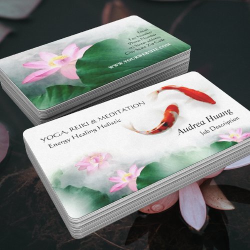 Circle of Life Oriental Zen Feng Shui Koi  Lotus Business Card