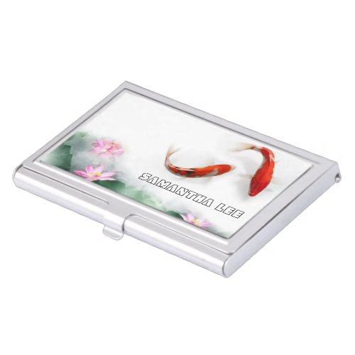 Circle of Life Oriental Zen Feng Shui Koi  Lotus Business Card Case