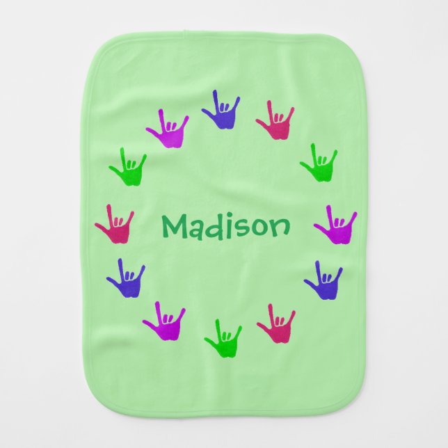 Circle of Love Sign Language Hands Burp Cloths (Front)