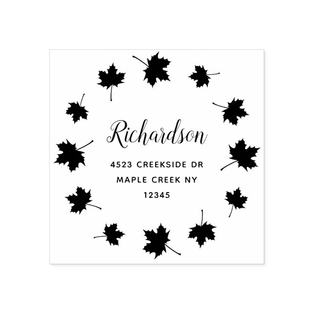 circle of maple leaves custom return address rubber stamp (Imprint)