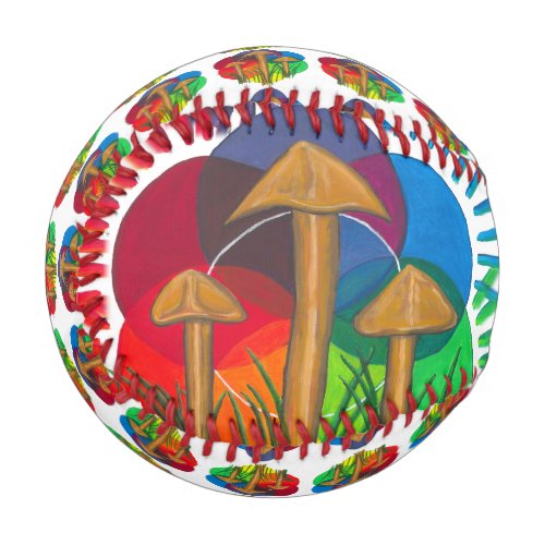 Circle of Mushrooms _ Acrylic Painting Baseball