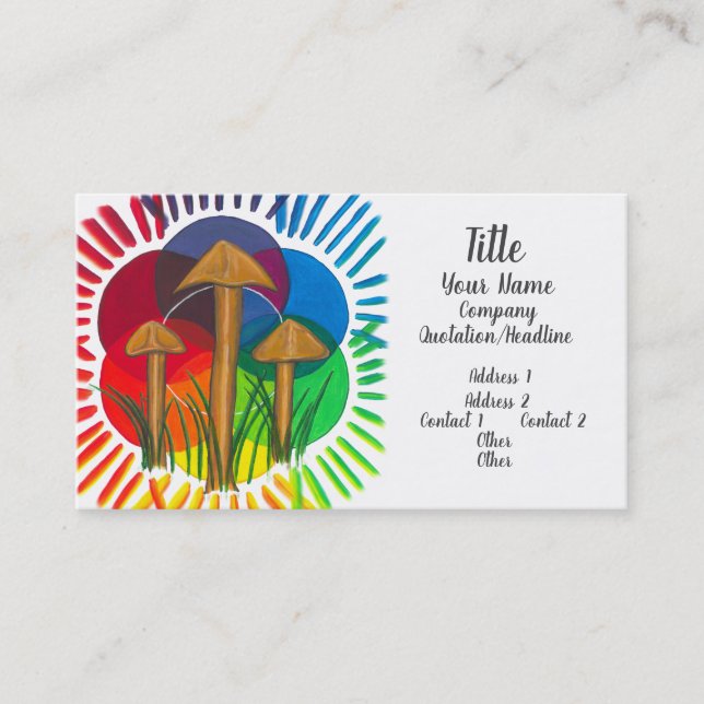 Circle of Mushrooms - Acrylic Painting Business Card (Front)