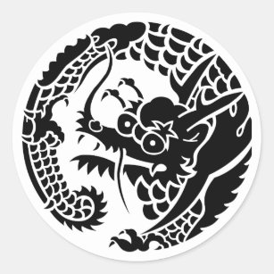 1pc Card Skin Sticker Dragon Black And White Kanji Seal Abstract