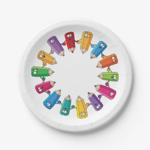 Circle Of Pencils Paper Plates