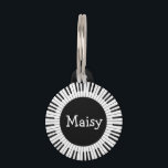 Circle of Piano Keys Design Pet Tag<br><div class="desc">Piano Keys Design Pet Tag with customizable background color (center) and text,  front and back.</div>