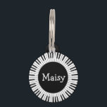 Circle of Piano Keys Design Pet Tag<br><div class="desc">Piano Keys Design Pet Tag with customizable background color (center) and text,  front and back.</div>