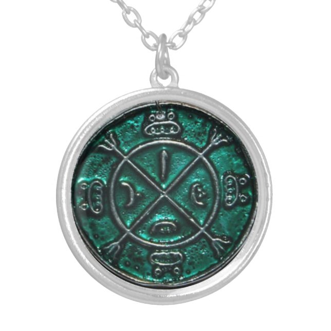 Circle of protection amulet silver plated necklace (Front)