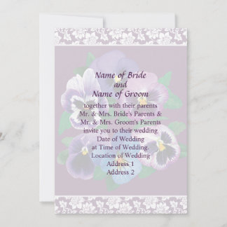 Circle of Purple Pansies Wedding Invitation Set