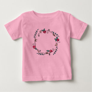 Circle of Rosebuds on Pink  Tutu Baby T-Shirt