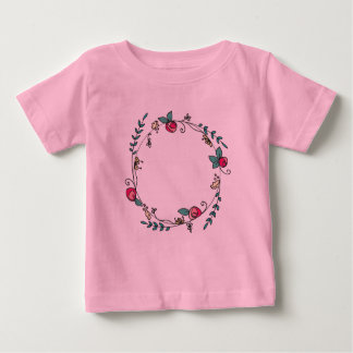 Circle of Rosebuds on Pink Tutu Baby T-Shirt