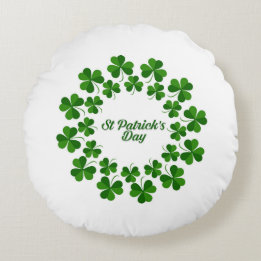Circle Of Shamrocks Round Pillow