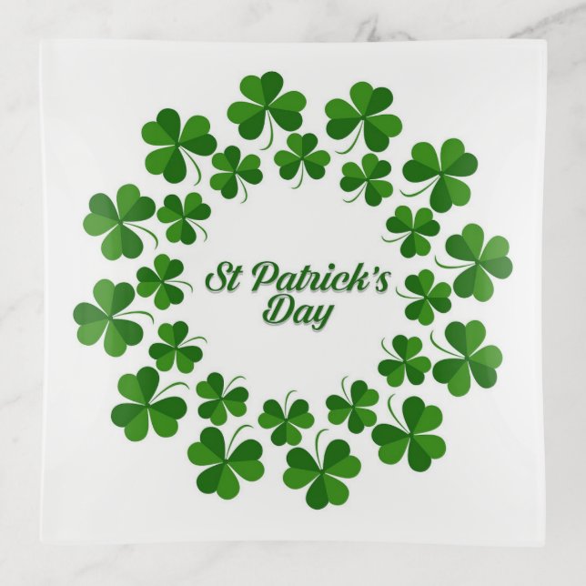 Circle Of Shamrocks Trinket Tray (Front)