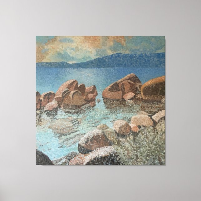 Circle of Stones Lake Tahoe Impressionism Canvas Print (Front)