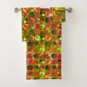 Circle of texture on rough orange bath towel set