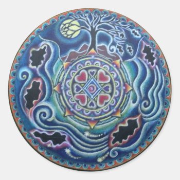 Circle Of The Seasons- Fall Equinox Mandala Classic Round Sticker by arteeclectica at Zazzle
