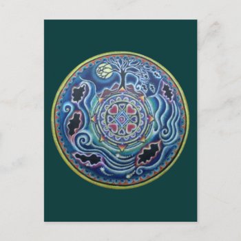 Circle Of The Seasons- Fall Equinox Mandala Postcard by arteeclectica at Zazzle
