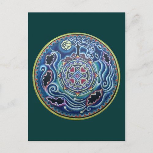 Circle of the Seasons_ Fall Equinox Mandala Postcard