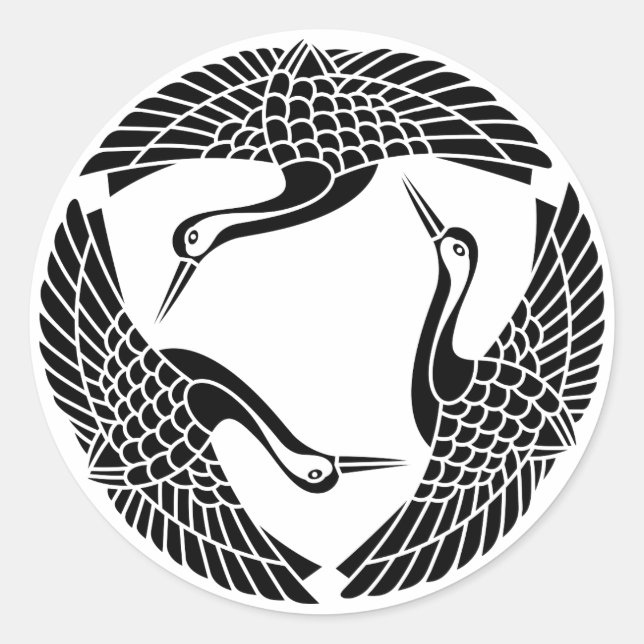 Circle of three cranes classic round sticker (Front)