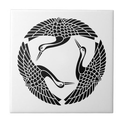 Circle of three cranes tile