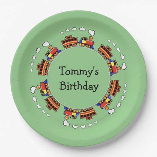 Circle of Trains Design Paper Plate