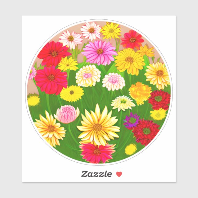 Circle of Wild Flowers, Red and Yellow   Sticker (Sheet)