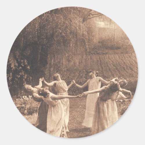 Circle Of Witches Vintage Women Dancing Classic Round Sticker