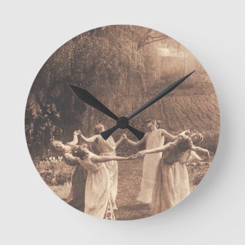 Circle Of Witches Vintage Women Dancing Round Clock