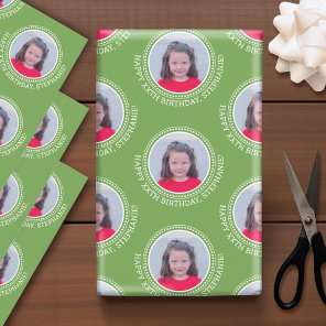 Circle One Photo Happy Birthday Greeting - Colors Wrapping Paper Sheets