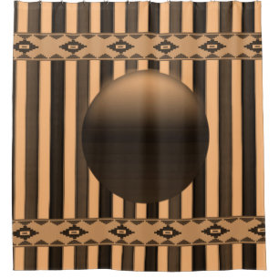 Circle orange black stripe showercurtain shower curtain