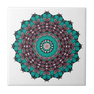 Circle ornamental abstract mandala decoration prin ceramic tile
