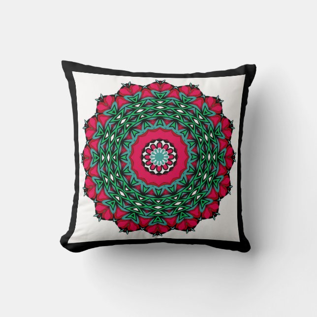 Circle ornamental abstract mandala decoration prin throw pillow (Front)