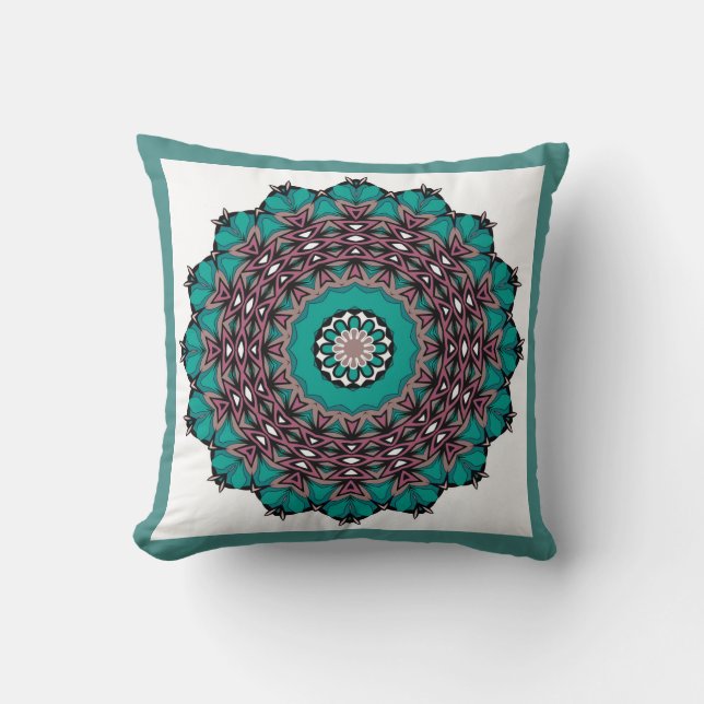 Circle ornamental abstract mandala decoration prin throw pillow (Front)