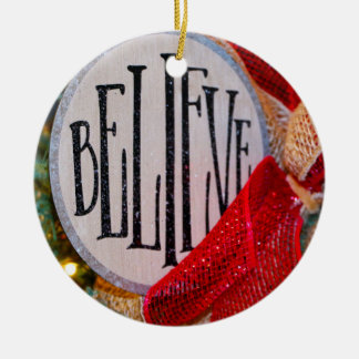 Circle Ornaments/Believe Ceramic Ornament