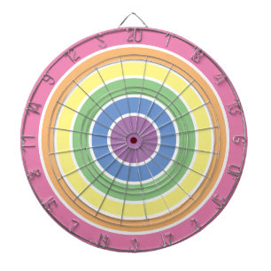 Circle Pastel Rainbow Stripes Dart Board