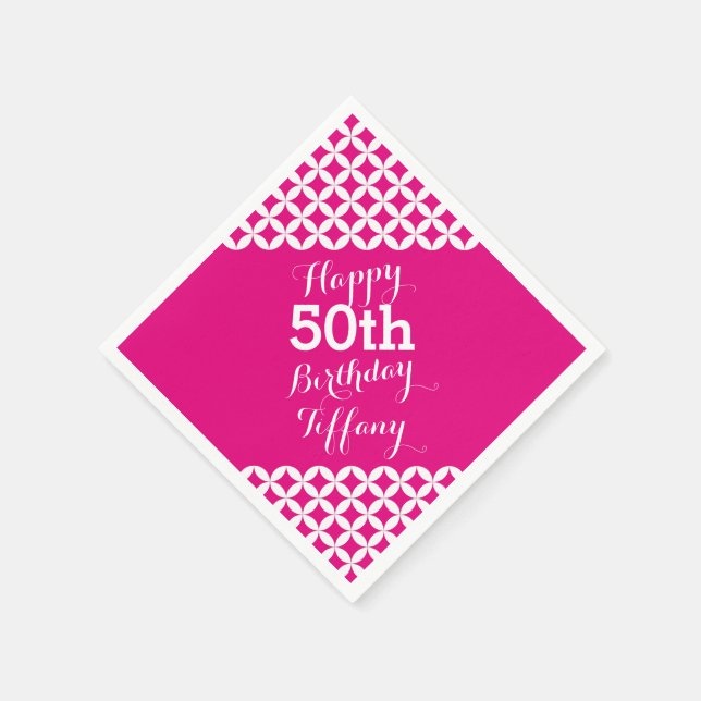 Circle pattern 50th birthday paper napkins (Corner)