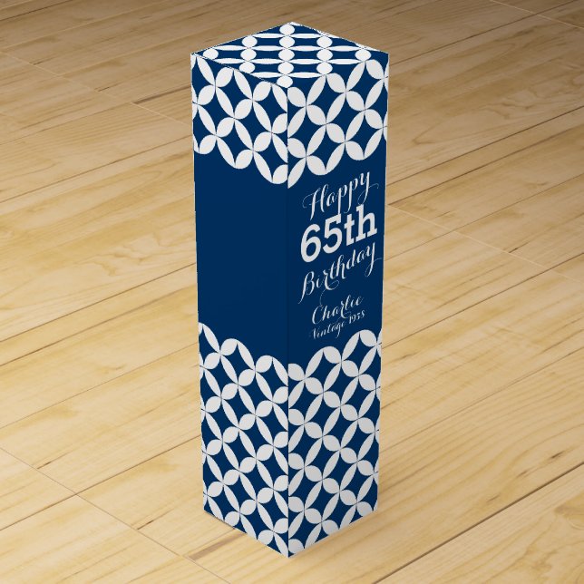 Circle pattern named 65th birthday black wine box (Back)