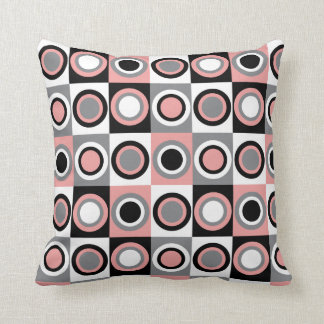 Circle Pattern Pink Gray White Black Pretty Throw Pillow